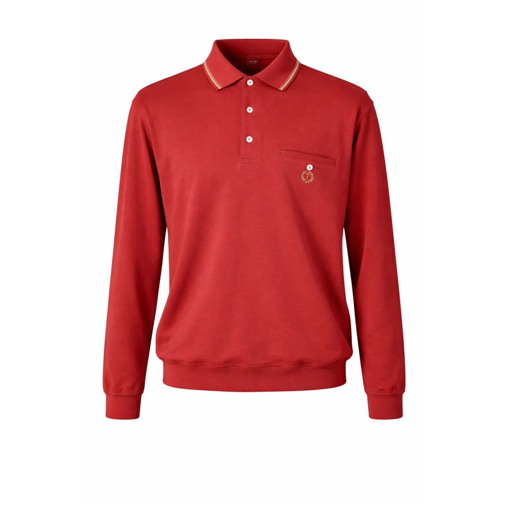 Turnbury Mens M 100% Cotton Knit Red Long Sleeve Polo Shirt